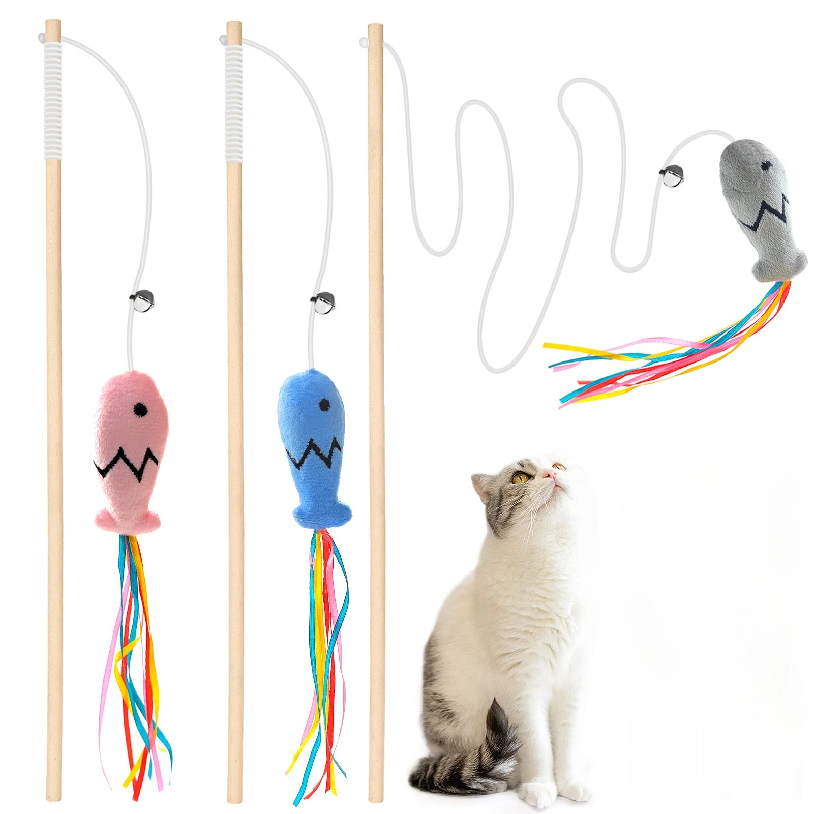 Catnip Toys - عصا لعب للقطط بتصميم عصري، عصا