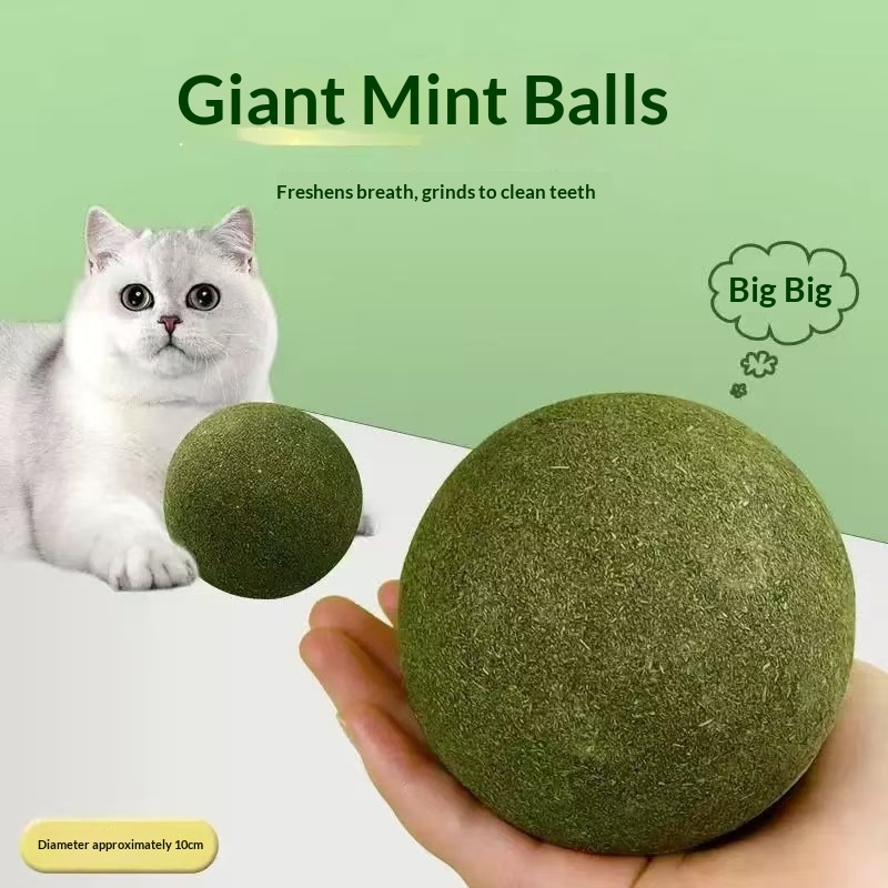 Catnip Toys - كرة النعناع القطيفة الكبيرة جدًا للقطط،