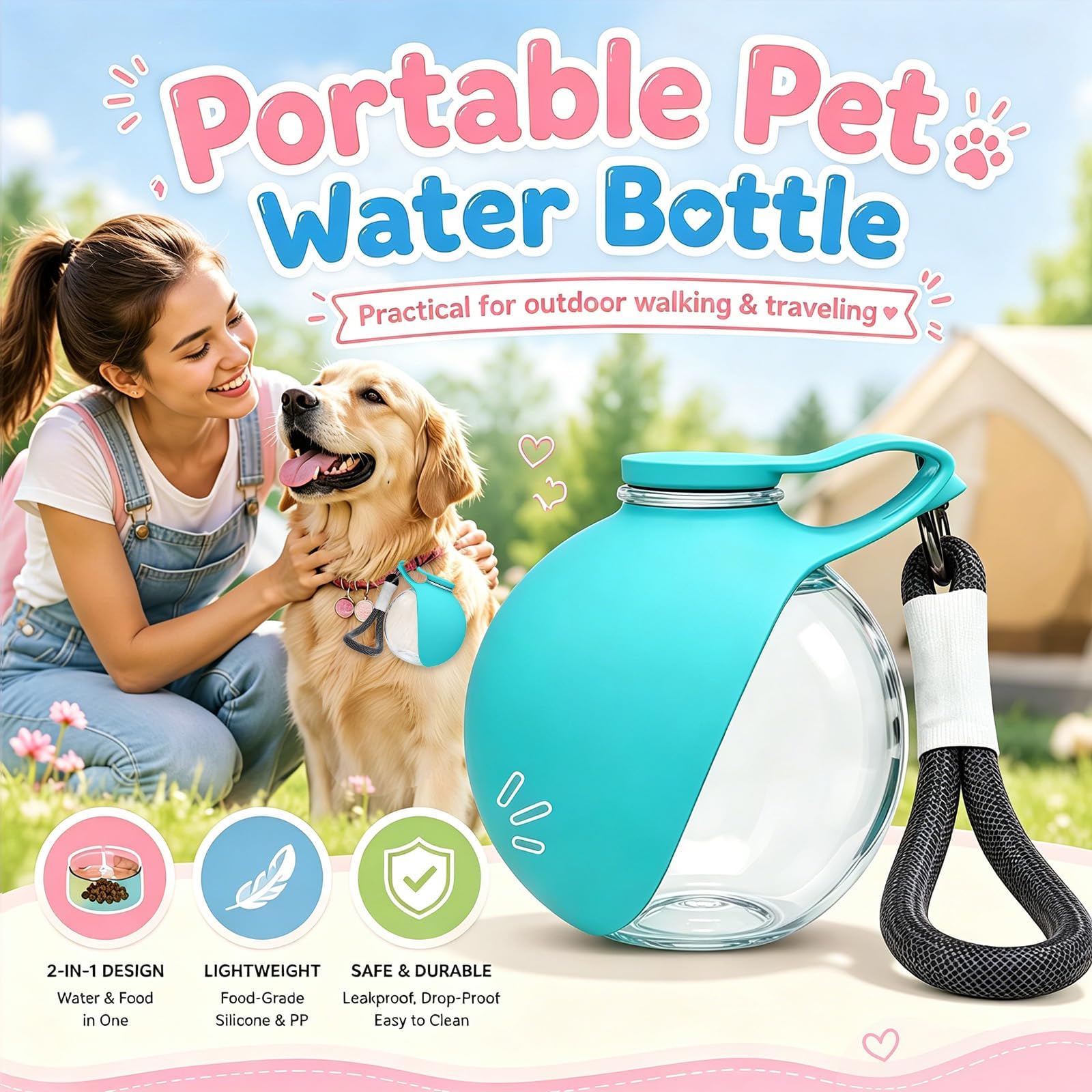 Pet Supplies Dropshipping - زجاجة ماء محمولة جديدة للكلاب لعام