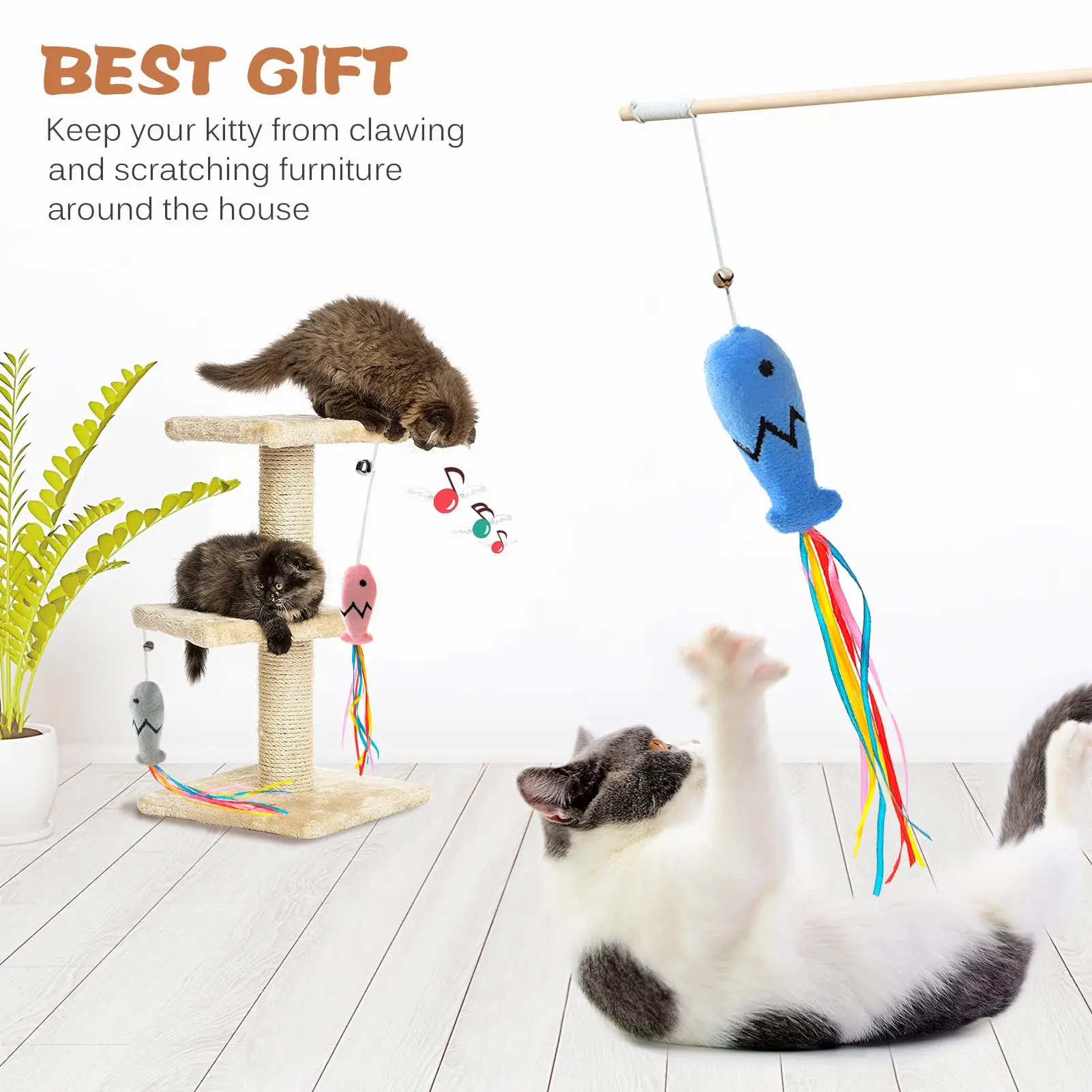 عصا لعب للقطط بتصميم عصري، عصا - مراجعة Catnip Toys وسعره